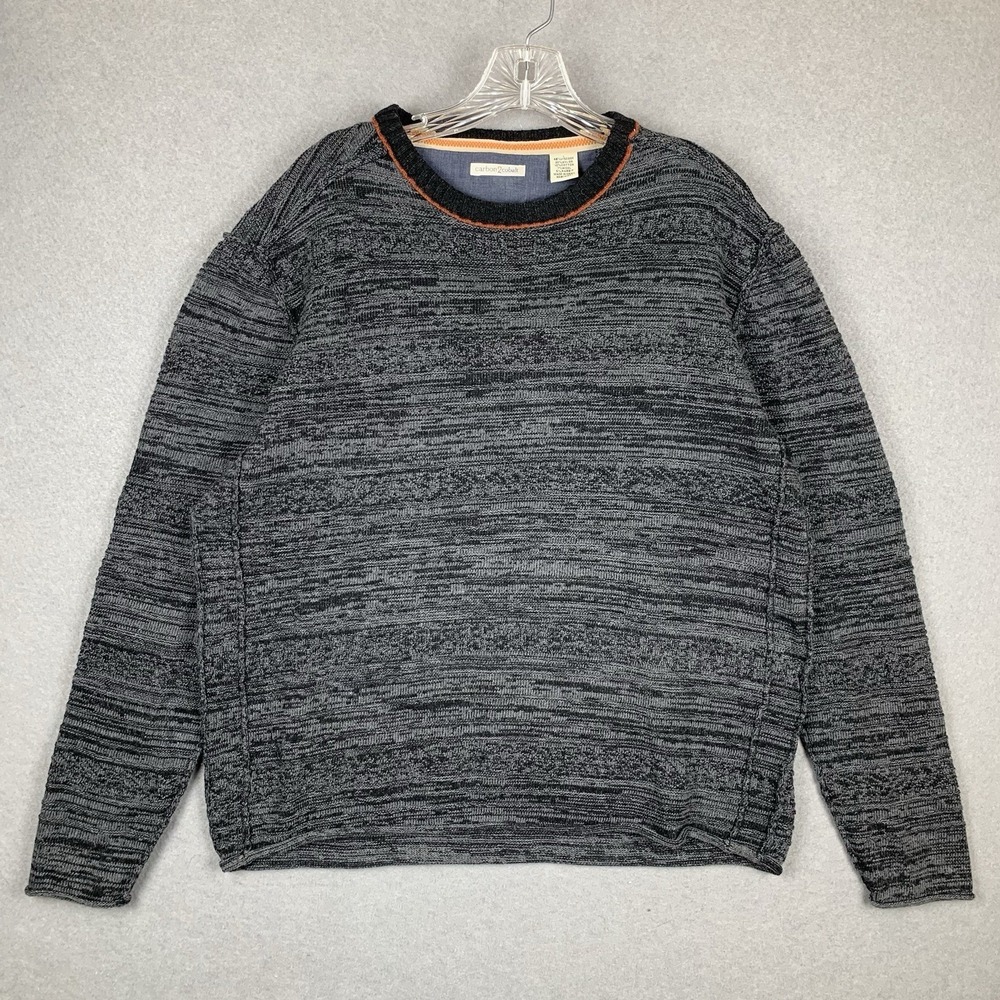 Carbon‎ 2 Cobalt Sweater Gray Knit Viscose Wool Rabbit Blend Pullover Mens Large